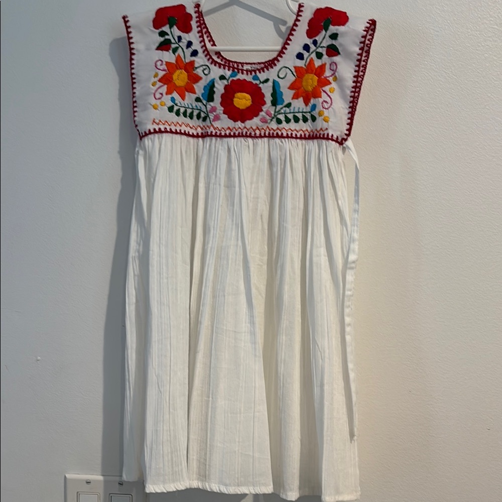 Mexican Folk Embroidered Floral Kids Dress